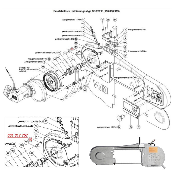 Uszczelka 001317757 piły EFASB287E